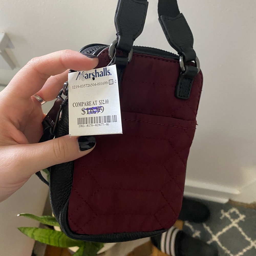 Maroon & black small satchel